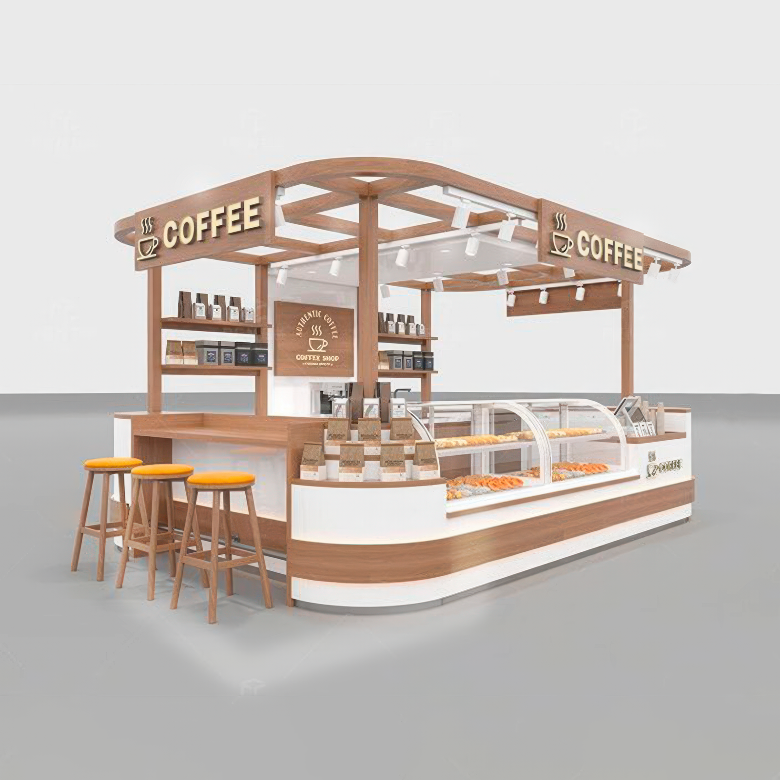 Diseño de isla comercial personalizada en Quito por Trazo 3D