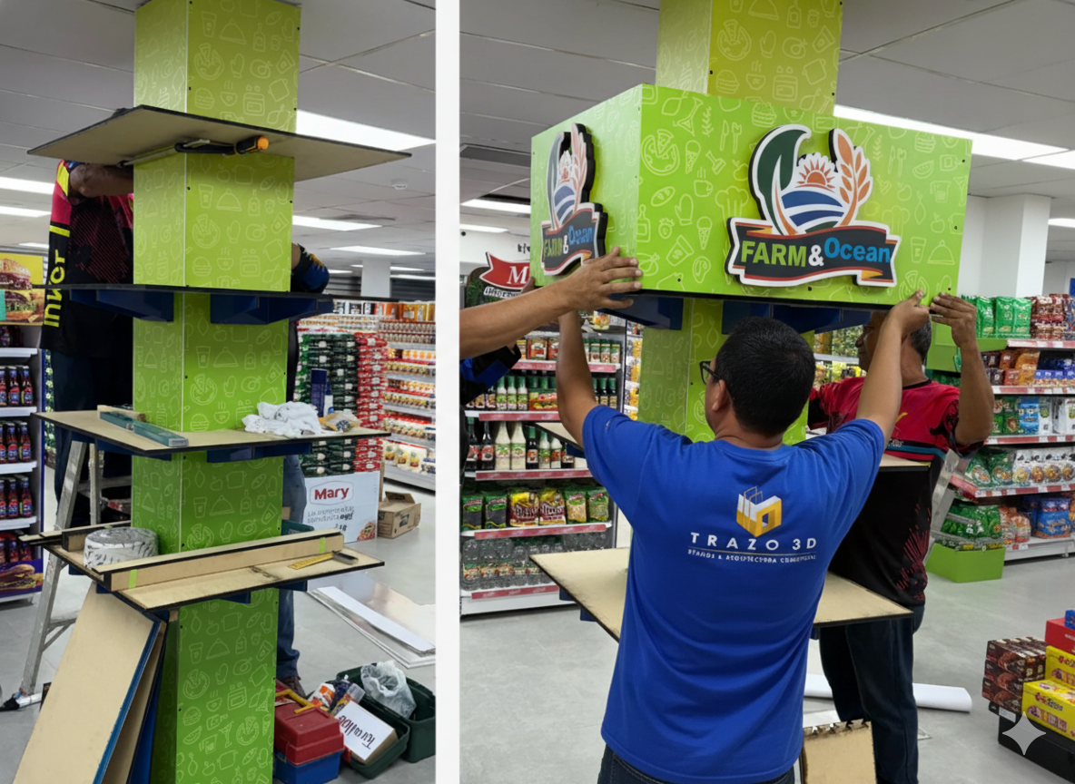 Diseño de exhibidor comercial personalizado Trazo 3D Quito Ecuador